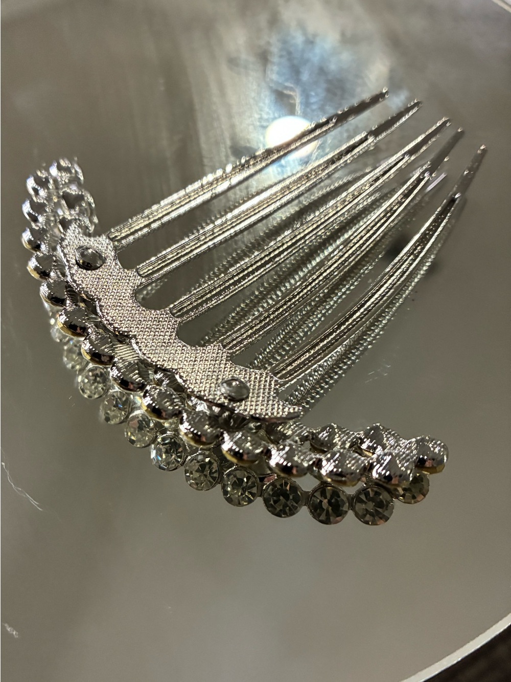 Crystal Rhinestone Hair Comb - Silver - Picture 7 of 9